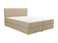 Ensemble complet boxspring tête de lit + sommier + matelas + surmatelas - 140 x 200 cm - Tissu - Beige - ONAN de YSMÉE