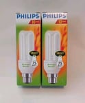 2x PHILIPS Genie WW827 14W (75W equiv) B22 Energy Saving Light Bulbs NEW BOXED