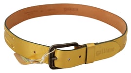 GALLIANO Belt Gold Genuine Leather Rustic Silver Buckle Waist 100cm / 4cm