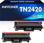 2-Pack TN2420 Toner Cartridge for Brother HL-L2350DW MFC-L2710DW DCP-L2530DW