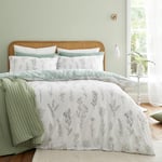 Bianca Wild Flowers Parure de lit en Coton 200 Fils avec Housse de Couette et taies d'oreiller Vert King Size