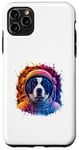 Coque pour iPhone 11 Pro Max St Bernard Homme Femme Coloré Space Astronaute Saint Bernard