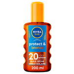 NIVEA SUN Spray huile activateur de bronzage Protect & Bronze FPS 20 (1 x 200 ml), huile solaire avec protection UVA/UVB pour un hâle naturellement bronzé, crème solaire bronzage