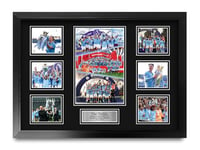 HWC Trading FR A2 Man City Treble 2023 Winners Printed Memorabilia Signed Autograph Photograph Display for Football Fans and Supporters - A2 Framed