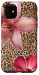 iPhone 11 Pink Flowers On Cheetah Y2K Leopard Summer Print Case