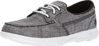 Skechers Women's Go Walk Lite-Isla Boat Shoe, Black/White, 9 UK