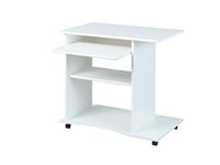 Inter Link - Bureau - Table pour ordinateur portable - Table d'ordinateur - Sur roulettes - Tiroir coulissant - Mini table de bureau - Stratifié - 80 x 50 x 75cm - Blanc - Pepe