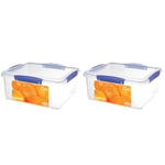 Sistema KLIP IT Food Storage Container | 5 L | Airtight & Stackable Food Container with Clip-Close Lid | Clear with Blue Clips (Pack of 2)