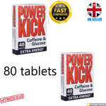 80 (2X40) POWER KICK CAFFEINE EXTRA ENERGY/ALERTNESS TABLETS PILLS XTRA STAMINA