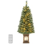 Sapin de Noël 120 cm avec Lumières et Télécommande, Arbre de Noël avec Base, Décoration de Noël pour Bureau, Maison, Vitrine de Magasin - Relax4life