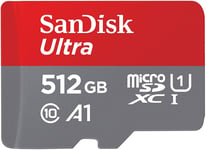 SanDisk Carte Mémoire microSDXC Ultra 512 Go + Adaptateur SD 120 MB/S Classe 10 