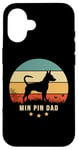 iPhone 16 MIN PIN DAD retro sunset Design with Miniature Pinscher Case