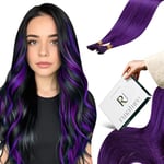 RUNATURE Long Extension Keratine a Froid Violet Stick Tip Extension Keratine Remy Hair Violet Extension Cheveux Naturel Pose a Froid Keratine Extensions 22 Pouces/55cm 25 Mèches/25g