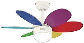 78673 Ventilateur de plafond d'intérieur à six pales et une lampe Turbo II de 76 cm, finition en blanc avec verre opale dépoli