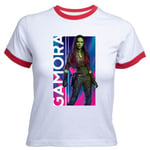 Guardians of the Galaxy Gamora Women's Cropped Ringer T-Shirt - White Red - L