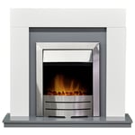 Adam Dakota Fireplace in Pure White & Grey with Colorado Electric Fire in Bru...