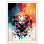 Artery8 Abstract Geometric Spectral Prism Kaleidoscope Colour Light Shapes Modern Watercolour Illustration Artwork Framed Wall Art Print A4