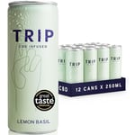 TRIP CBD Drink, Sparkling Lemon Basil Fizzy Drink, Low Calorie, Vegan, Stress & Anxiety Relief (Pack of 12 x 250ml)