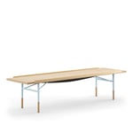 House of Finn Juhl - Table Bench Large, With Brass Edges, Oak, Light Blue Steel - Benker - Finn Juhl - Tre farget,Blå - Metall/Tre