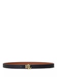 Lauren Ralph Lauren Pebble Leather Reversible Skinny Belt, Black/Tan