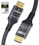 Adauxter Câble HDMI 2.1 0.5M, Certifié 8K 48Gbps Ultra Haute Vitesse Câble HDMI 4K 144Hz 120Hz 8K 60Hz eARC DTS:X Dolby Atmos Dynamic HDR HDCP2.3 Compatible MacBook Pro 2021 Gaming PC OLED TV Roku