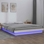 Cadre de lit � LED blanc 180x200 cm Super King bois massif