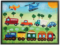 Stupell Industries The Kids Room Planes, Trains, and Automobiles Oversized Framed Giclee Texturized Art, Wood, Multi-Colour, 16 x 1.5 x 20 cm