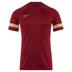 Nike Boy's Dri-FIT Academy 21 Short Sleeve, Team Red/White/Jersey Gold/White, M