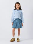 John Lewis Kids' Pleated Denim Mini Skirt, Denim Blue