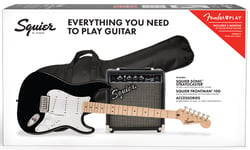 Squier Sonic Stratocaster® Pack by Fender , Maple Fingerboard, Black, + forsterker 10watt Frontman og med bag