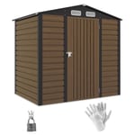 Outsunny Abri de Jardin 2,27 m² cabane de Jardin Armoire de Jardin 190 x 131 x 188 cm Gants Inclus Porte verrouillable ventilations tôle Acier chêne