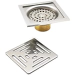 CCYKXA Drain de Douche Carré Siphon De Sol Anti-Odeur,Acier Inoxydable Drain de Plancher avec Passoire Filtre,pour Salle De Bain Jardin(100 mm x 100