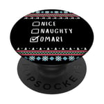 Nice, Naughty, Omari Christmas Ugly Sweater Style PopSockets Adhesive PopGrip