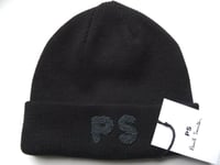 Genuine PAUL SMITH PS Black 100% Wool BEANIE Toque Hat MENS Tag