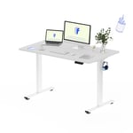 FlexiSpot Bureau Assis Debout 120x60cm, Bureau Réglable en Hauteur Électrique, Bureau Informatique avec Crochet, Max Charge 70kg (Cadre Blanc+Plateau Blanc)