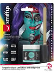 Turquoise Liquid Latex Paint Face Body Brush Special FX Kit Halloween Makeup