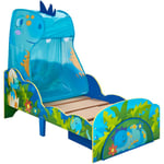 Lit dinosaure enfant avec ciel de lit et tiroir de rangement - Dim : H.138 x L.77 x P142 cm Pegane