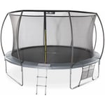 Alice's Garden - Trampoline rond ø 430cm gris avec filet de protection intérieur - Venus Inner xxl – échelle. bâche. filet pour chaussures et kit