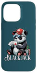 Coque pour iPhone 14 Pro Max Blackjack Panda Jeu de cartes à jouer Panda