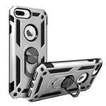 iPhone 6+ / 6S+ / 7+ / 8+ Case Bi Material Rigid Soft Magnetic Ring Stand Silver