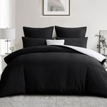 Aisbo King Size Duvet Cover Set - 3Pcs Reversible Bedding Bed Set Black and White Kingsize Soft Brushed Microfiber Quilt Cover with 2 Pillowcases 50x75cm