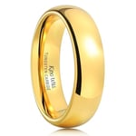 King Will GLORY 6mm 24k Gold Plated High Polished Comfort Fit Domed Tungsten Ring Wedding Band 12