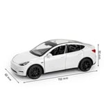 1/32 Tesla Model Y SUV Leksaksbil Modell, Diecast Metall Legering Ljud & Ljus Pull Back 1:32 Samling Present, För Pojke Barn Vit