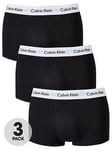 Calvin Klein 3 Pack Low Rise Trunks - Black, Black, Size L, Men