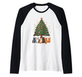 Cats Christmas Holiday Party Decorations - Ugly Christmas Raglan Baseball Tee