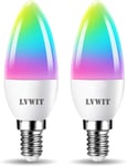 E14 WiFi Smart Candle Bulb 5W RGB 470Lm, Voice Control, Compatible Alexa, 2PCS