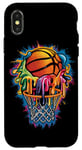 Coque pour iPhone X/XS Coloré Joueur de Basket Panier Panier