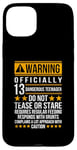 iPhone 15 Plus 13 Years Old Warning Dangerous Teenager 13th Birthday Case