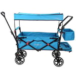 Fuxtec Chariot Premium Cruiser Bleu, L'Original, Collection Family Fux, Chariot de Jardin Pliable Pour Enfants, Transport, Plage, Ville, Forêt, à Tirer ou à Pousser, Capacité De Charge 75 kg