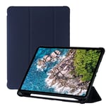 Compatible avec iPad Pro 11 Étui de Protection en Silicone avec Blocage des Couleurs, Design 3 en 1, Anti-Chute sur Tous Les Quatre Coins, Bleu Marine + Bleu